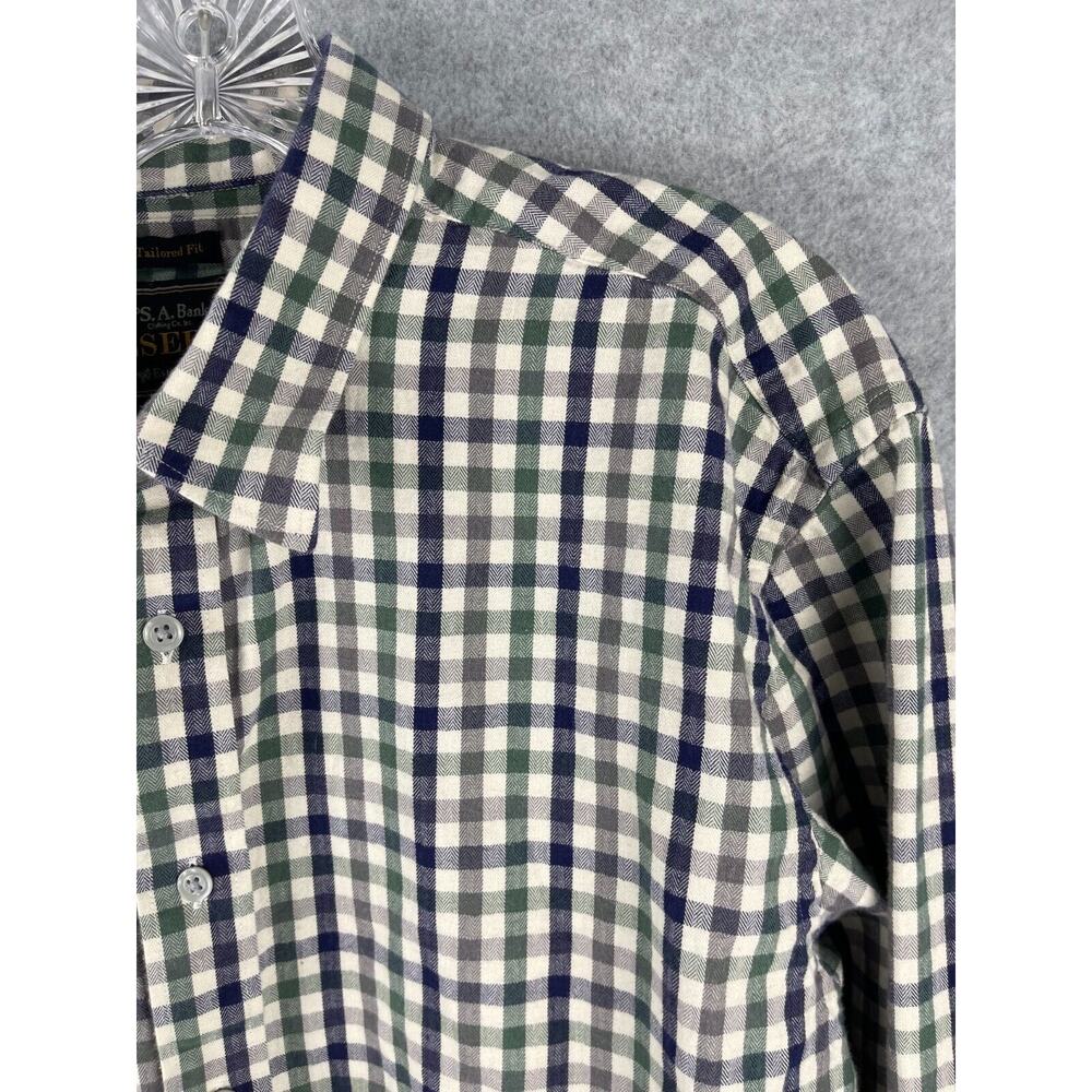 Jos A Bank Reserve Shirt Mens XL Blue Green Checks Flannel Outdoor Classiccore - Picture 3 of 8